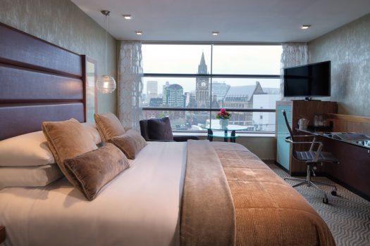 Deluxe bedroom with city view at Manchester Radisson Blu Edwardian
