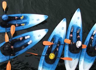 Learning to kayak at Salford Quays